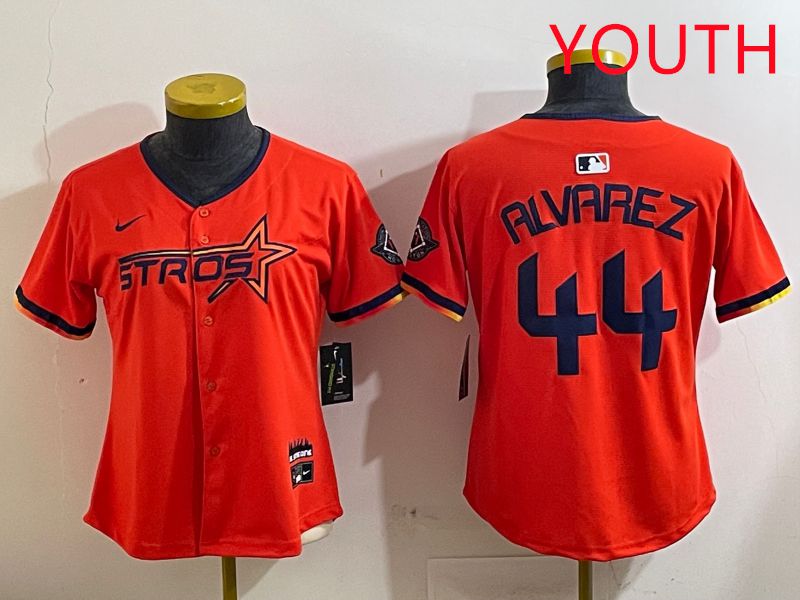 Youth Houston Astros #44 Alvarez Orange Three generations Joint Name 2025 Nike MLB Jersey style 4123->youth mlb jersey->Youth Jersey